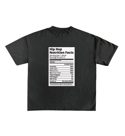 Hip Hop Nutrition Fact Designed Oversized Tee